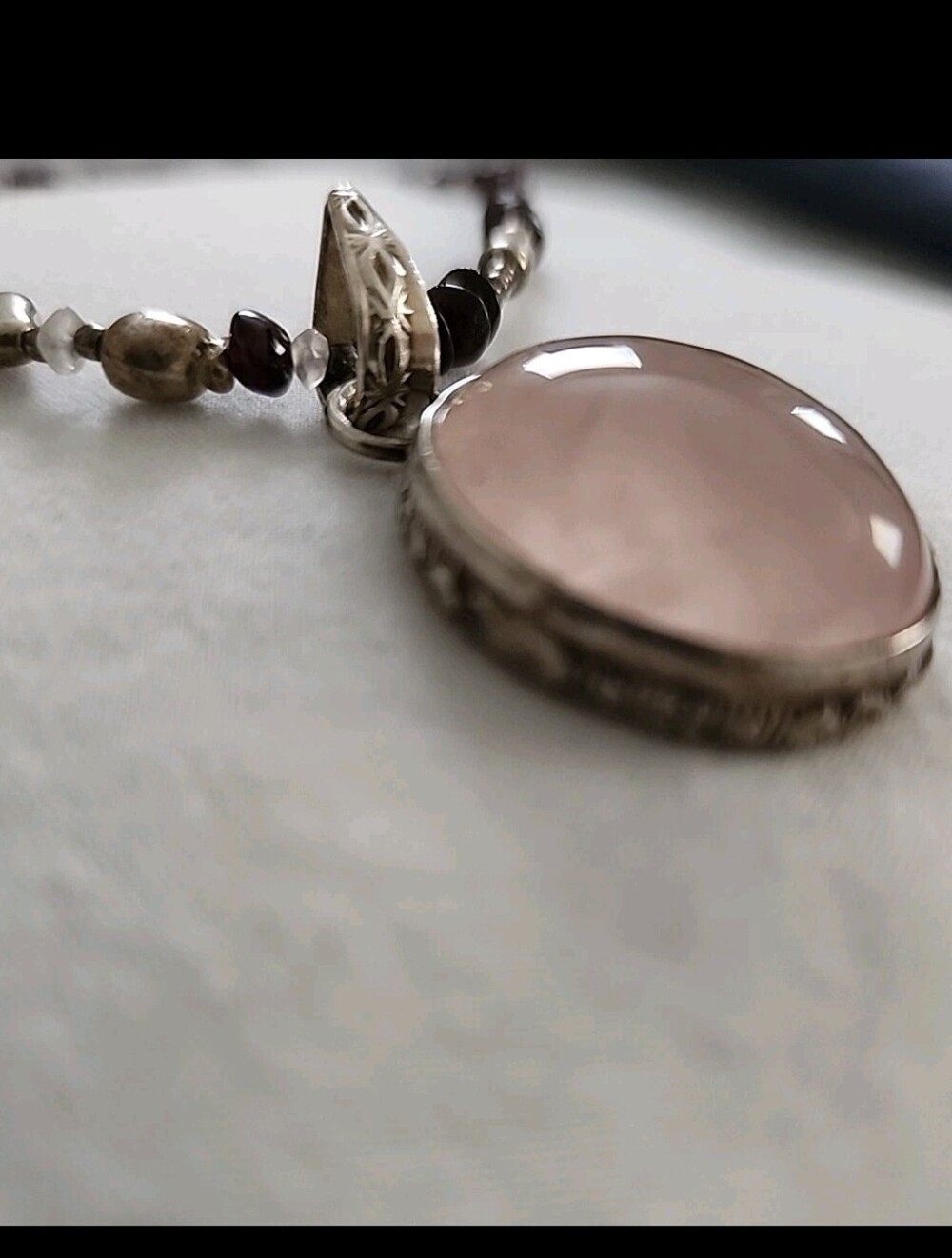 Sterling Silver Rose Quartz Pendant Necklace - Pink Gemstone